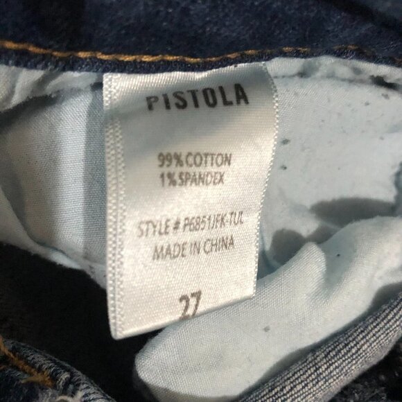 PISTOLA Stretch Mid Rise Skinny Distressed Jeans Raw Frayed Hem Women's Size 27 - Picture 7 of 10